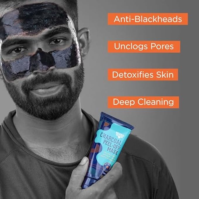 BEARDHOOD ACTIVATED CHARCOAL PEEL OFF MASK,100G | DEEP CLEANSING | BLACKHEADS REMOVAL | DEAD SKIN REMOVAL | SULPHATE AND PARABEN FREE (PEEL OFF MASK) - Image 2